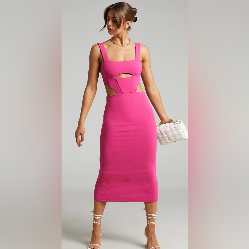 ATOIR pink corset cutout midi dress size 4 cocktail club sexy